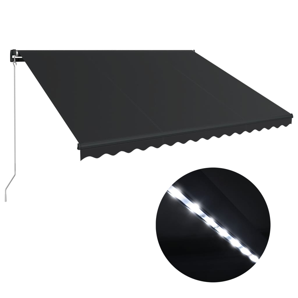 Tenda da Sole Retrattile Manuale con LED 450x300 cm Antracite cod mxl 52782