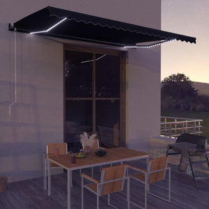 Tenda da Sole Retrattile Manuale con LED 500x300 cm Antracite cod mxl 55588