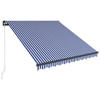 Tenda da Sole Retrattile Manuale con LED 350x250cm Blu e Bianco 3051268