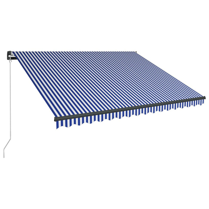 Tenda da Sole Retrattile Manuale con LED 450x300cm Blu e Bianca cod mxl 43613