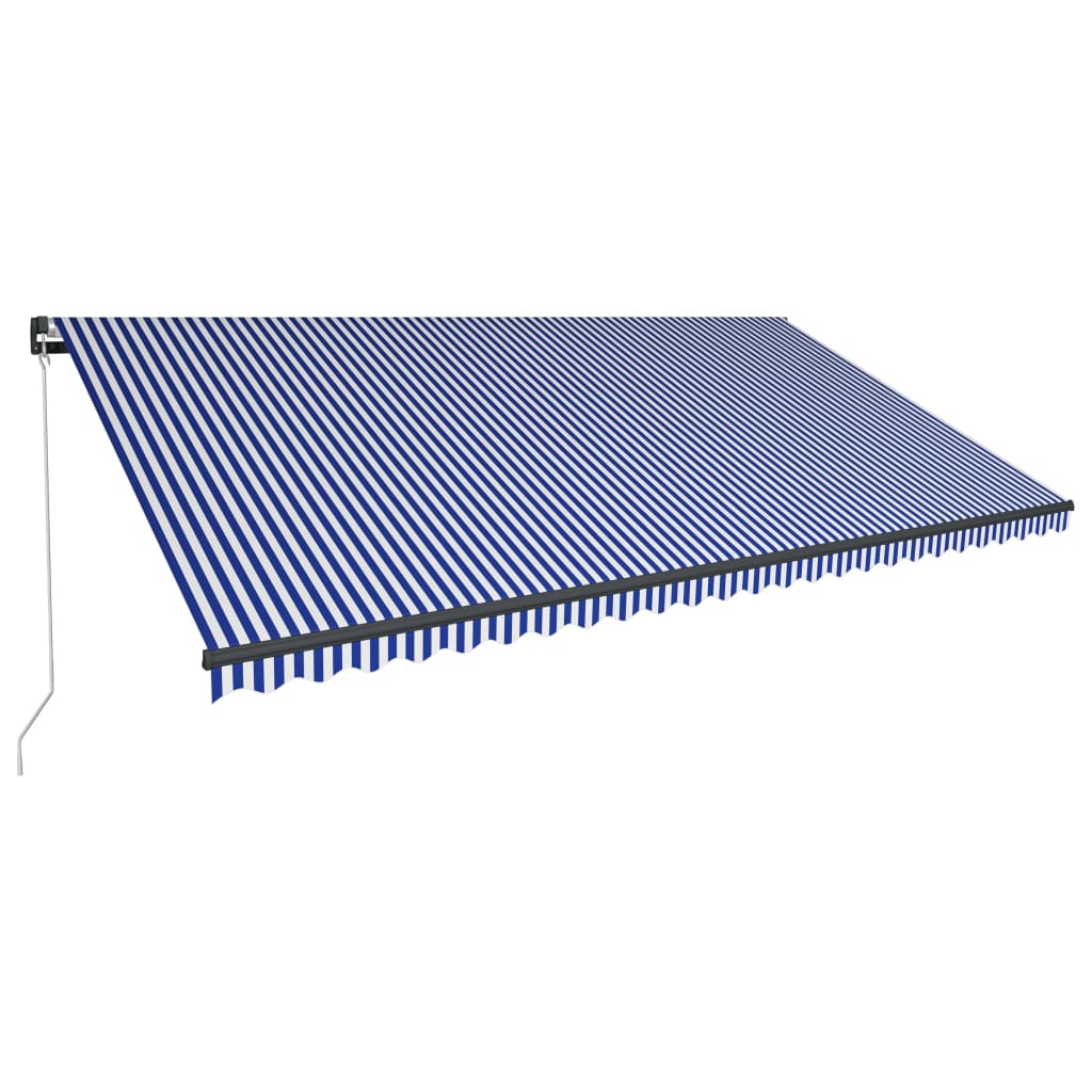 Tenda da Sole Retrattile Manuale con LED 600x300cm Blu e Bianca cod mxl 43841