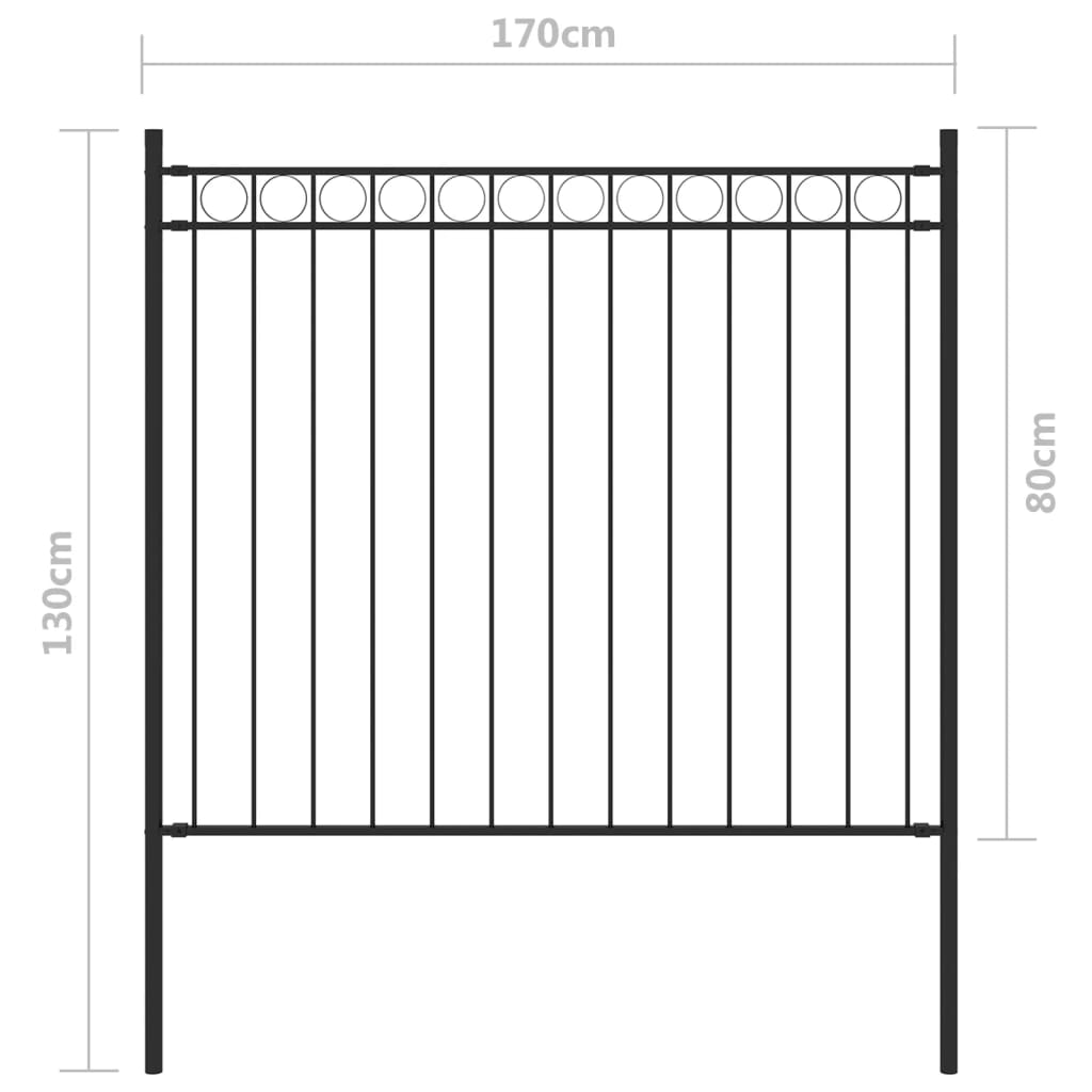 Recinzione da Giardino in Acciaio 1,7x0,8 m Nero