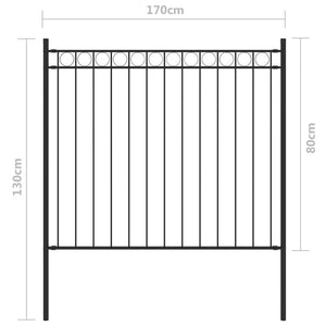 Recinzione da Giardino in Acciaio 1,7x0,8 m Nero