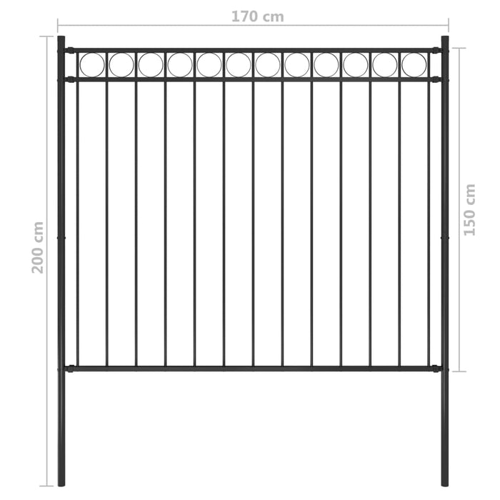 Recinzione da Giardino in Acciaio 1,7x1,5 m Nera