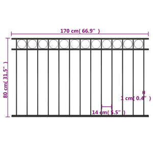 Pannello di Recinzione in Acciaio 1,7x0,8 m Nero 146316