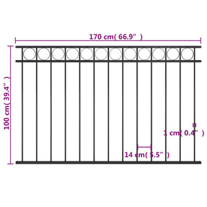 Pannello di Recinzione in Acciaio 1,7x1 m Nero 146317