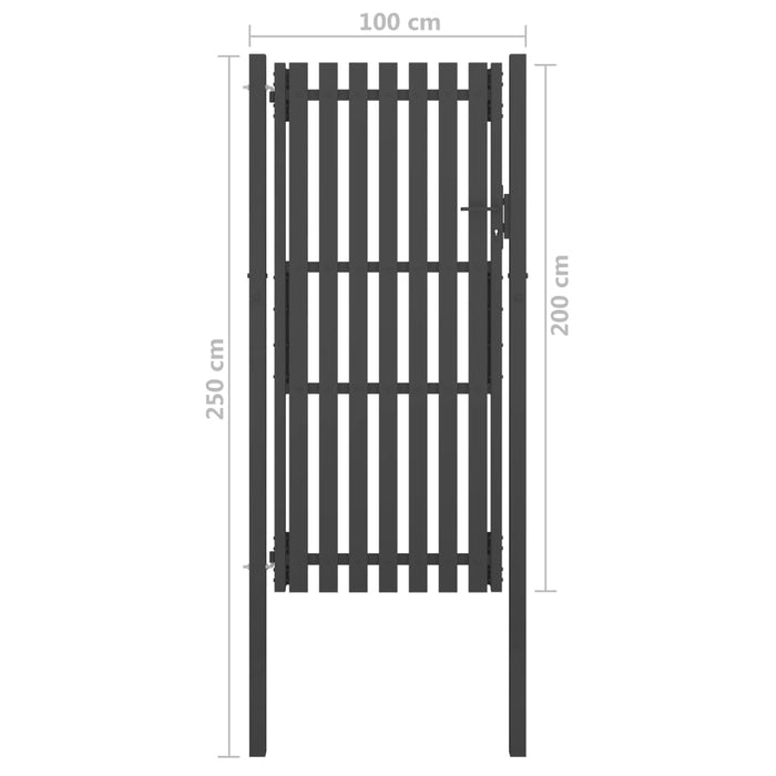 Cancello per Recinzione in Acciaio 1x2,5 m Antracite cod mxl 40515