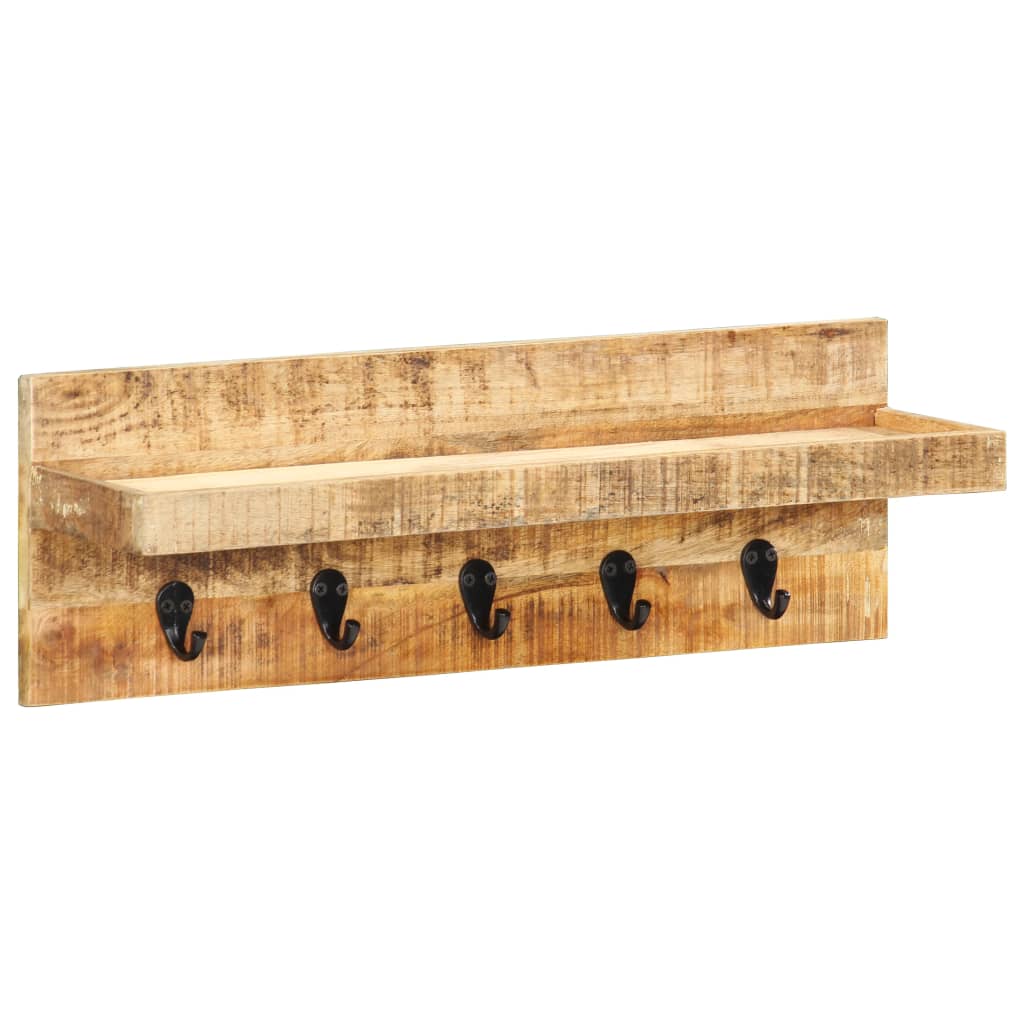 Appendiabiti a Muro 60x15x20 cm Legno Massello di Mango Grezzocod mxl 106371