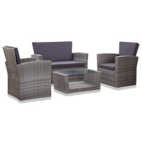 Set Divani da Giardino 4 pz con Cuscini in Polyrattan Grigio 46086