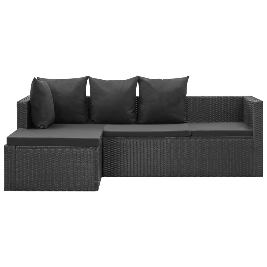 Set Divani da Giardino 4 pz Nero con Cuscini in Polyrattan 46105