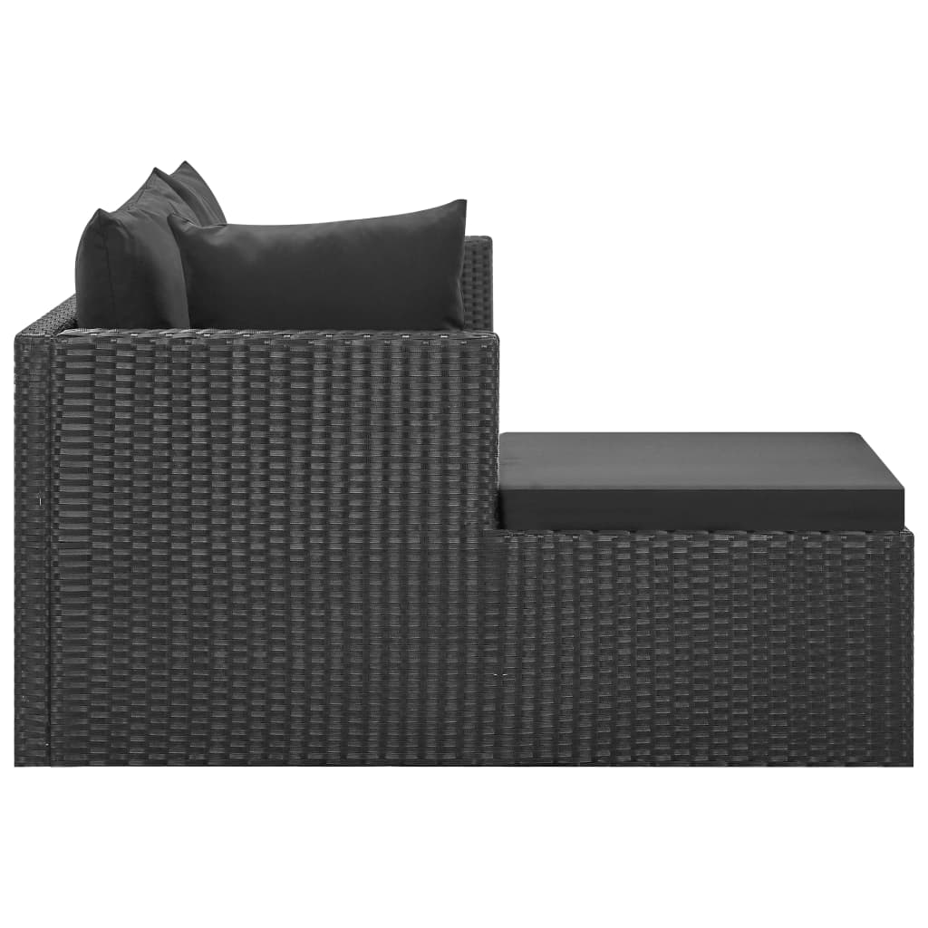 Set Divani da Giardino 4 pz Nero con Cuscini in Polyrattan 46105