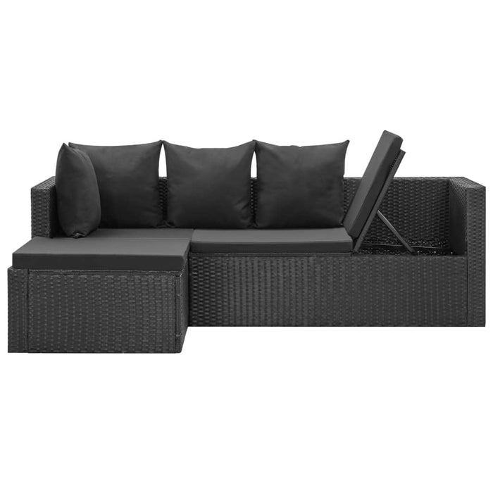 Set Divani da Giardino 4 pz Nero con Cuscini in Polyrattan 46105