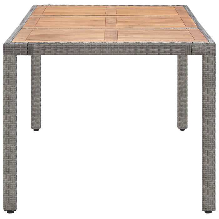 Tavolo Giardino Grigio 190x90x75cm Polyrattan Massello d'Acacia cod mxl 34418