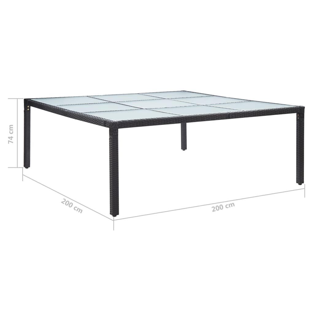 Tavolo da Giardino Nero 200x200x74 cm in Polyrattan cod mxl 34251