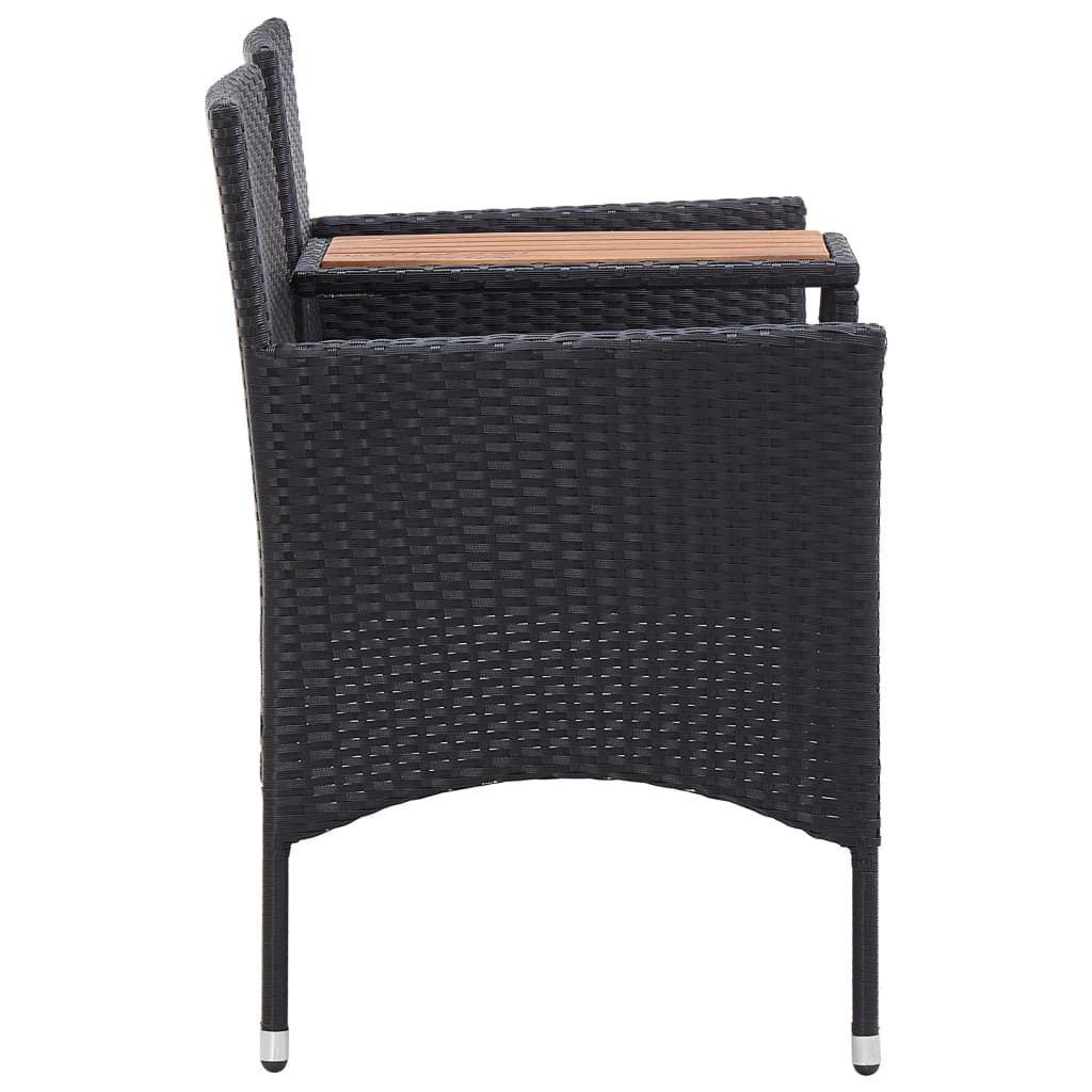 Panca da Giardino a 2 Posti con Tavolino 143 cm Polyrattan Nero cod mxl 45922