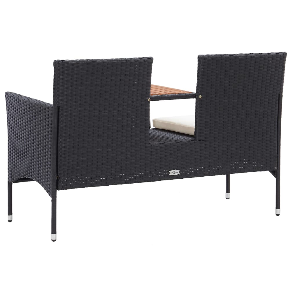 Panca da Giardino a 2 Posti con Tavolino 143 cm Polyrattan Nero cod mxl 45922