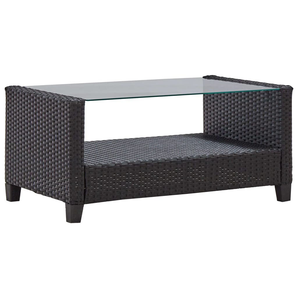 Set Divani da Giardino 6 pz con Cuscini in Polyrattan Nero 46151