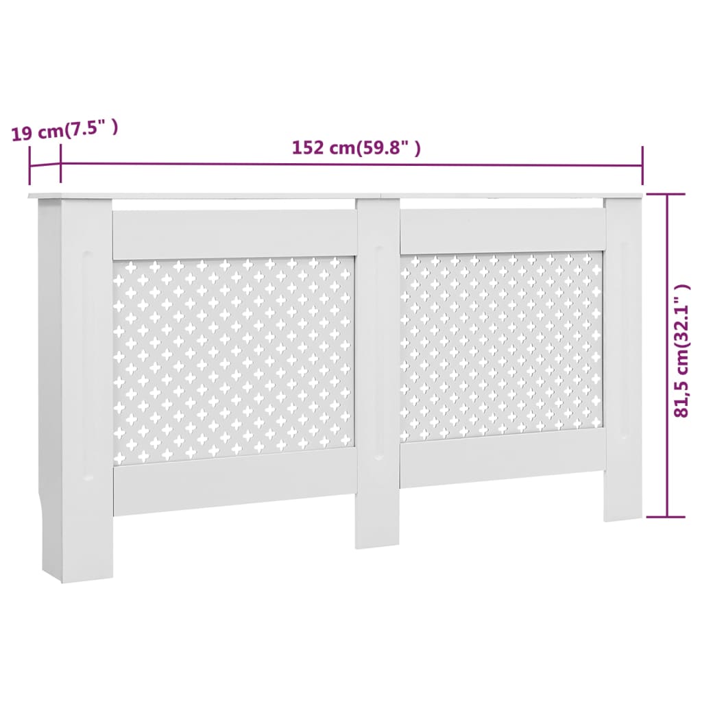 Coperture per Radiatori 2pz Bianche 152x19x81,5 cm in MDF 3051378