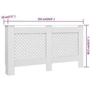 Coperture per Radiatori 2pz Bianche 152x19x81,5 cm in MDF 3051378