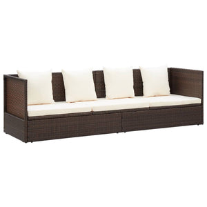 Lettino da Giardino con Cuscini in Polyrattan Marrone cod mxl 14070