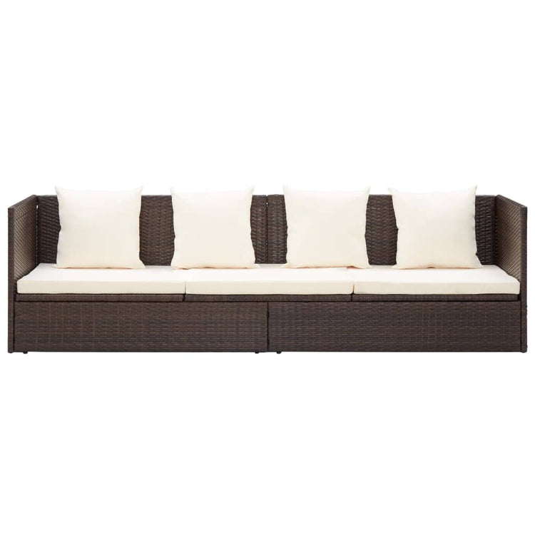 Lettino da Giardino con Cuscini in Polyrattan Marrone cod mxl 14070