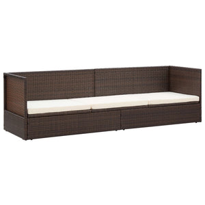 Lettino da Giardino con Cuscini in Polyrattan Marrone cod mxl 14070