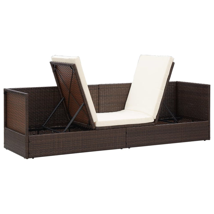 Lettino da Giardino con Cuscini in Polyrattan Marrone cod mxl 14070