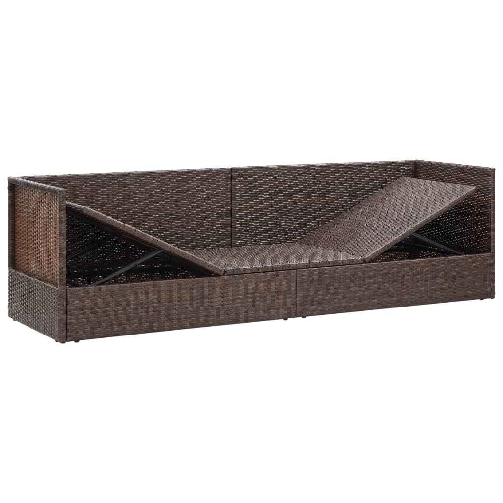 Lettino da Giardino con Cuscini in Polyrattan Marrone cod mxl 14070