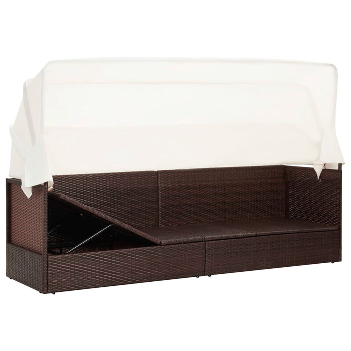 Divano da Giardino con Tettoia in Polyrattan Marrone cod mxl 9082