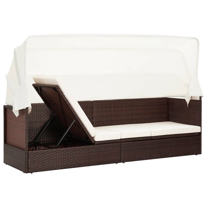 Divano da Giardino con Tettoia in Polyrattan Marrone cod mxl 9082