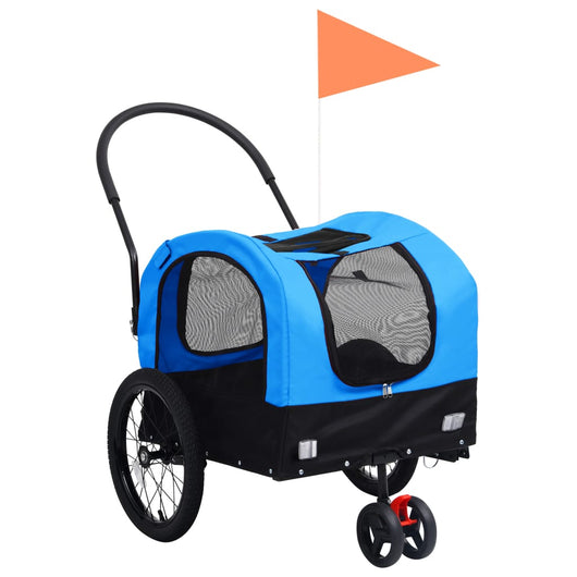 Rimorchio da Bici per Animali e Carrello Jogging Blu e Nero 92438