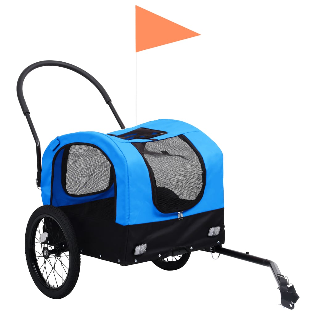 Rimorchio da Bici per Animali e Carrello Jogging Blu e Nero cod mxl 63793