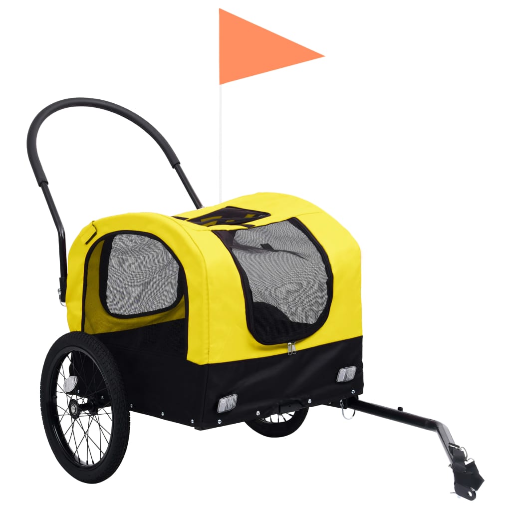 Rimorchio Bici per Animali e Carrello Jogging Giallo e Nero cod mxl 65995