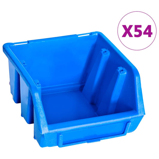 Kit Contenitori di Stoccaggio 96 pz con Pannelli a Parete Blu 146282