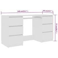 Scrivania Bianca 140x50x77 cm in Legno Multistrato 800810