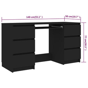 Scrivania Nera 140x50x77 cm in Truciolato 800811