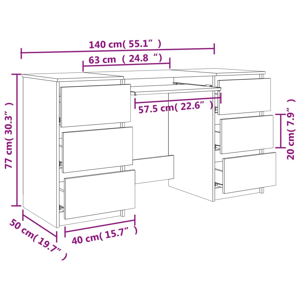 Scrivania Grigio Cemento 140x50x77 cm in Truciolato 800814