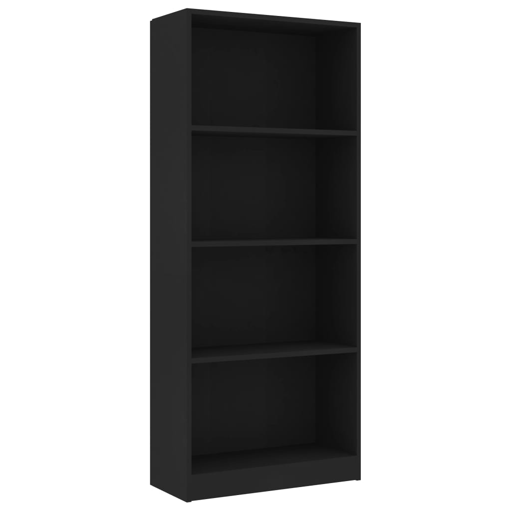 Libreria a 4 Ripiani Nera 60x24x142 cm in Truciolato cod mxl 12774