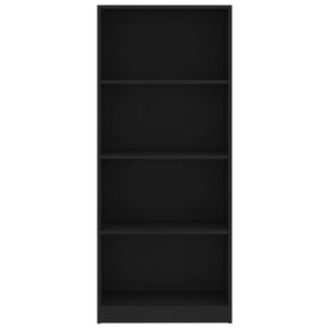 Libreria a 4 Ripiani Nera 60x24x142 cm in Truciolato cod mxl 12774