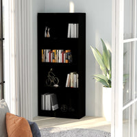 Libreria a 4 Ripiani Nera 60x24x142 cm in Truciolato cod mxl 12774