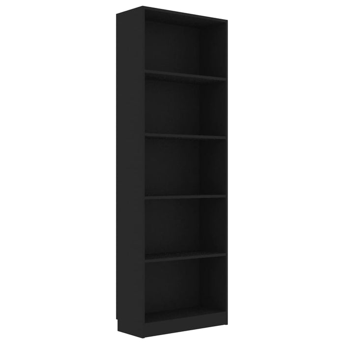 Libreria a 5 Ripiani Nera 60x24x175 cm in Truciolato 800883