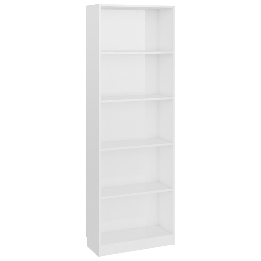 Libreria a 5 Ripiani Bianco Lucido 60x24x175 cm in Truciolato cod mxl 12204