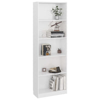 Libreria a 5 Ripiani Bianco Lucido 60x24x175 cm in Truciolato cod mxl 12204