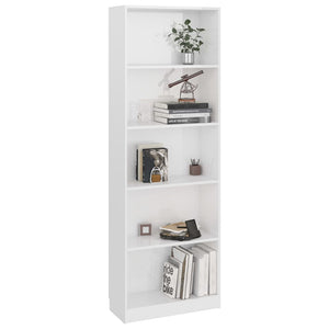 Libreria a 5 Ripiani Bianco Lucido 60x24x175 cm in Truciolato cod mxl 12204