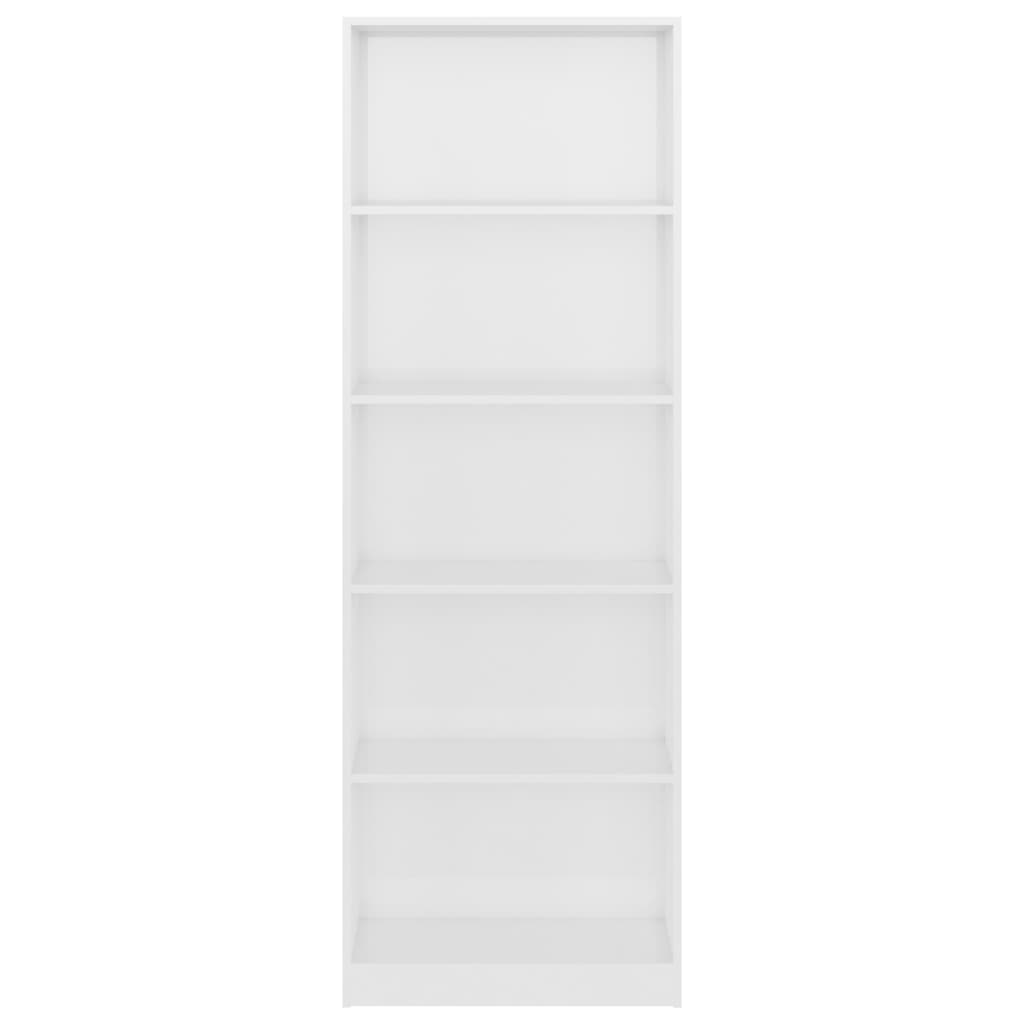 Libreria a 5 Ripiani Bianco Lucido 60x24x175 cm in Truciolato cod mxl 12204