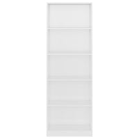 Libreria a 5 Ripiani Bianco Lucido 60x24x175 cm in Truciolato cod mxl 12204