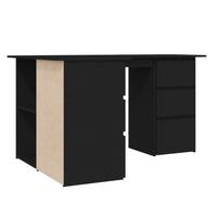 Scrivania ad Angolo Nera 145x100x76 cm in Legno Multistrato 801090