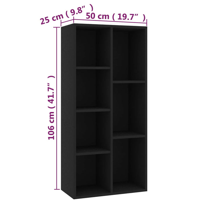 Libreria Nera 50x25x106 cm in Truciolato 801108