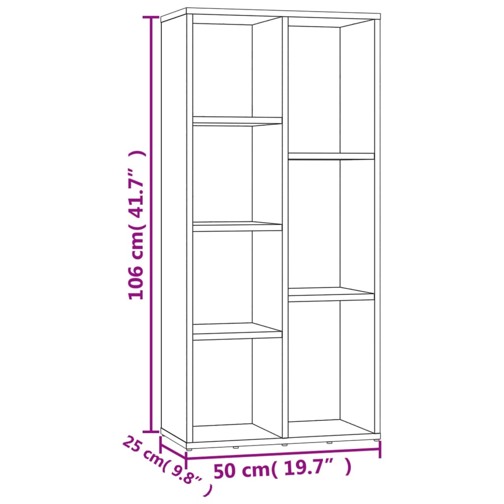 Libreria Grigio Cemento 50x25x106 cm in Truciolato 801111