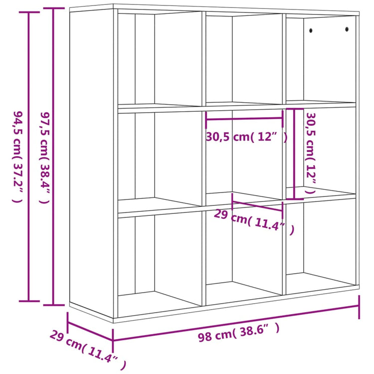 Libreria Effetto Rovere Sonoma 98x30x98 cm in Truciolato